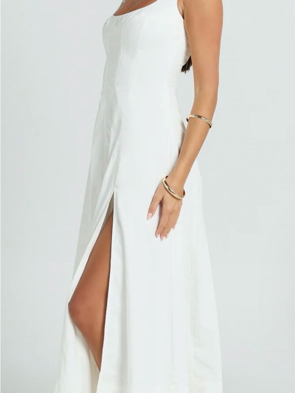 Showpo White Midi Dress with Front Split - Picture 2 of 6